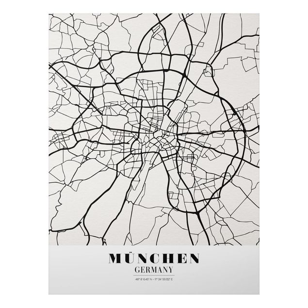 Wandbilder Weltkarten Stadtplan München - Klassik
