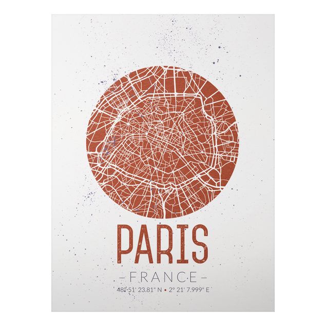 Wandbilder Paris Stadtplan Paris - Retro