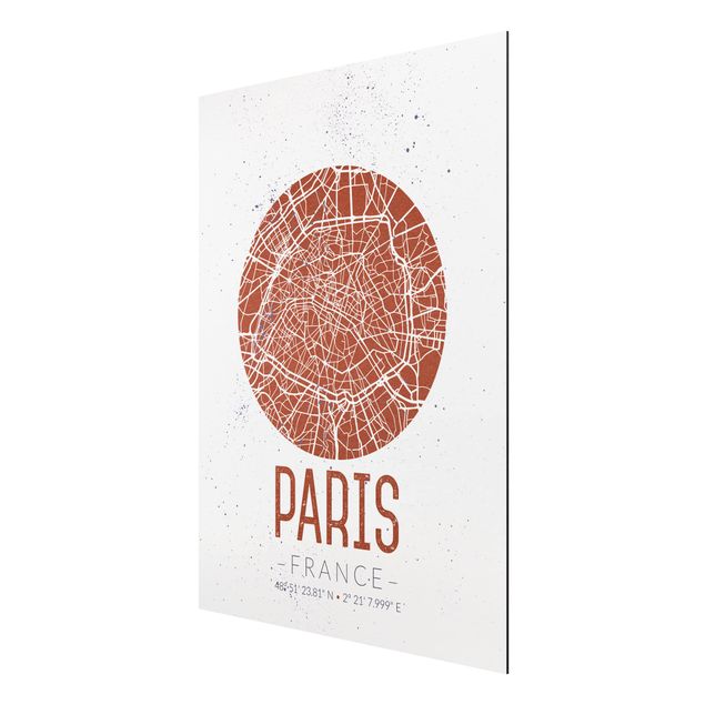Wandbilder Weltkarten Stadtplan Paris - Retro