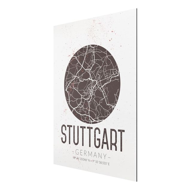 Wandbilder Sprüche Stadtplan Stuttgart - Retro