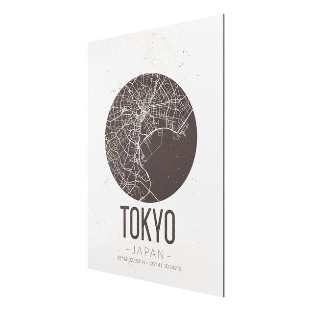 Wandbilder Weltkarten Stadtplan Tokyo - Retro