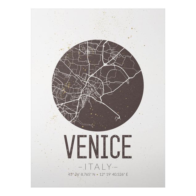 Wandbilder Weltkarten Stadtplan Venice - Retro