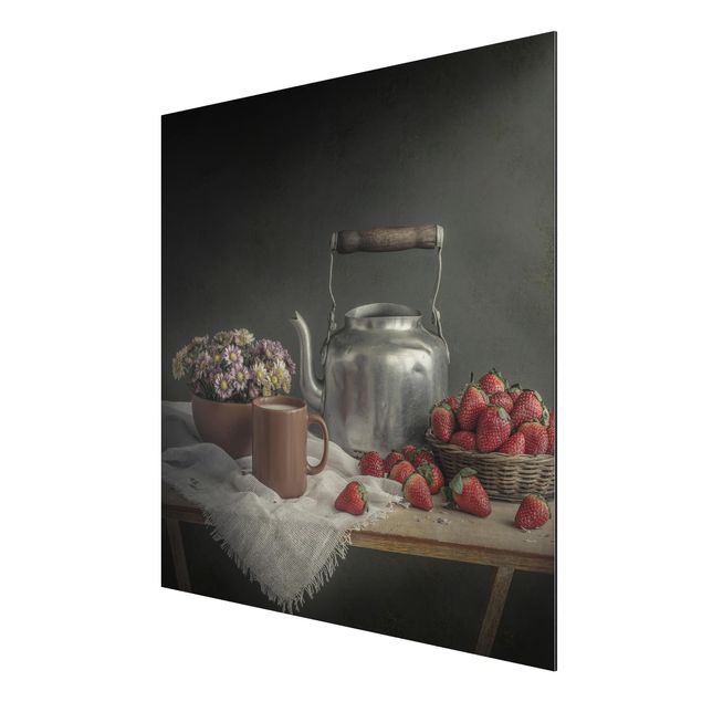 Wandbilder Modern Stillleben mit Erdbeeren