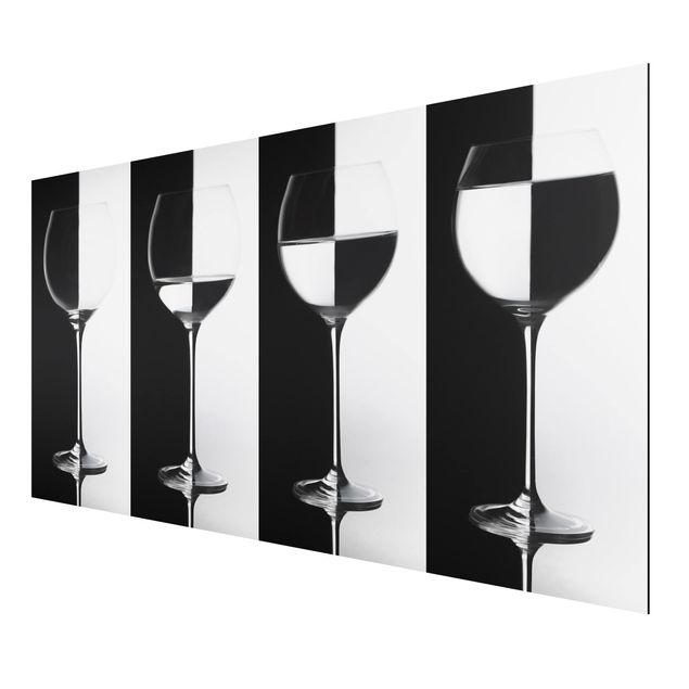 Wandbilder Modern Weingläser Schwarz&Weiß