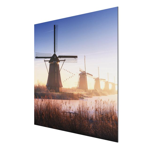 Wandbilder Modern Windmühlen von Kinderdijk