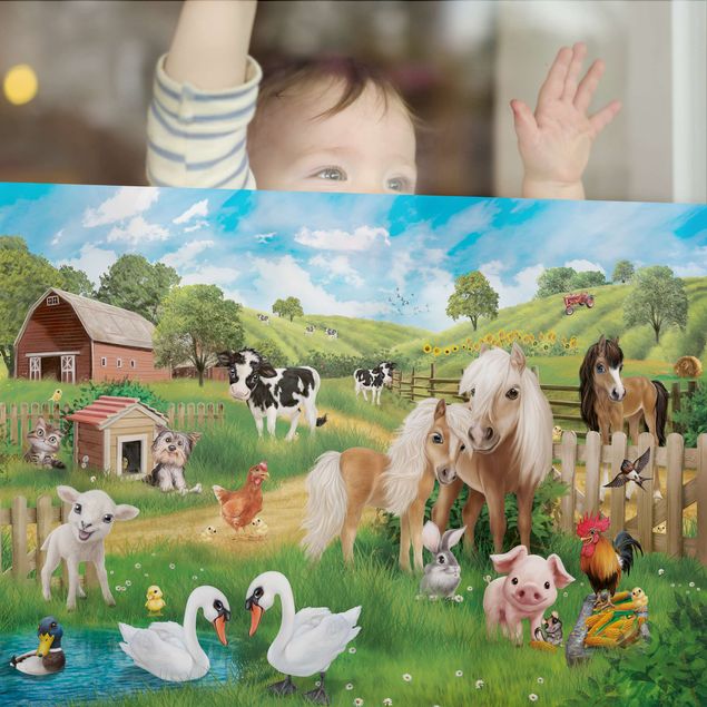 Fensterfolie - Sichtschutz - Tiere auf dem Bauernhof - Fensterbilder