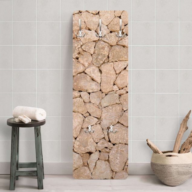 Garderobe Shabby Apulia Stone Wall - Alte Steinmauer aus großen Steinen