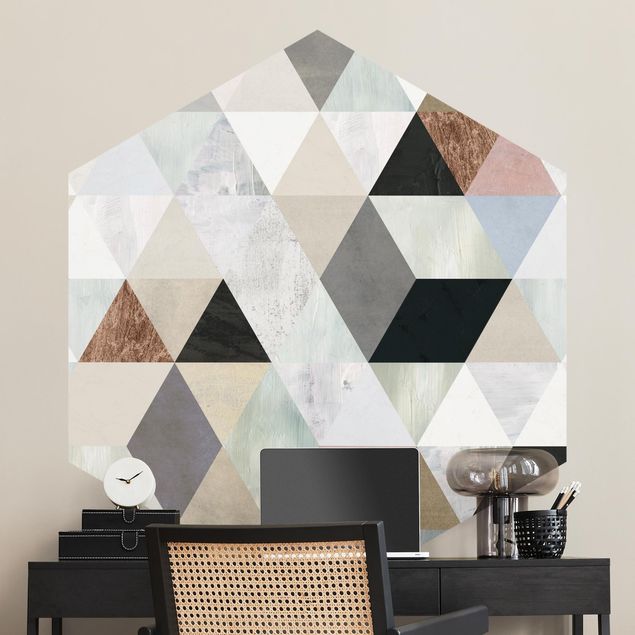 Küche Dekoration Aquarell-Mosaik mit Dreiecken I