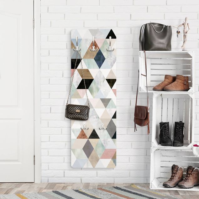 Garderobe mit Motiv Aquarell-Mosaik mit Dreiecken I