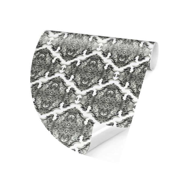 Vliestapete Barock Aquarell Barock Muster mit Ornamenten in Grau