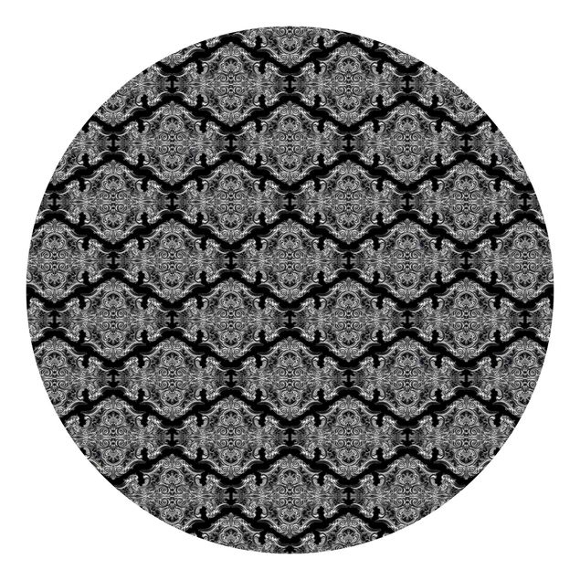 Mustertapeten Aquarell Barock Muster mit Ornamenten vor Schwarz