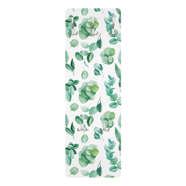 Garderobe mit Motiv Aquarell Eukalyptuszweige und Blätter Muster