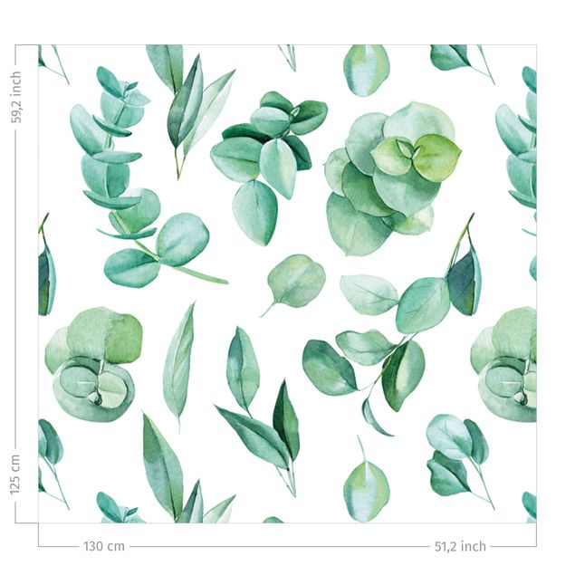Vorhänge mit Muster Aquarell Eukalyptuszweige und Blätter Muster