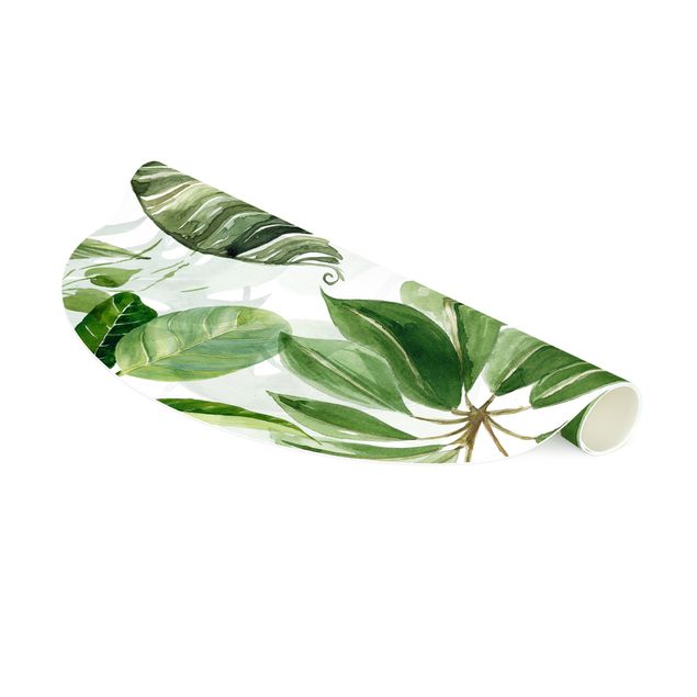 Grün Teppich Aquarell Tropische Blätter und Ranken