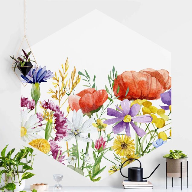 Wanddeko Küche Aquarellierte Blumen