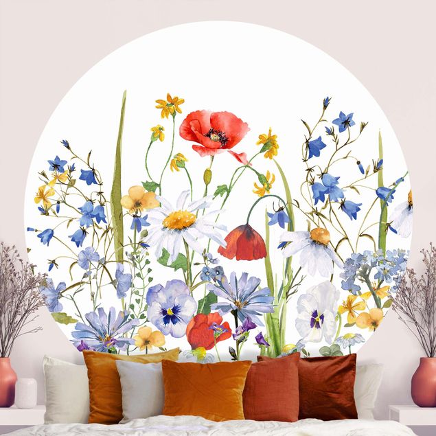 Küche Dekoration Aquarellierte Blumenwiese mit Mohn