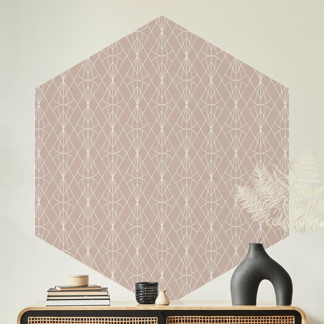 Küchen Deko Art Deco Diamant Muster vor Beige XXL