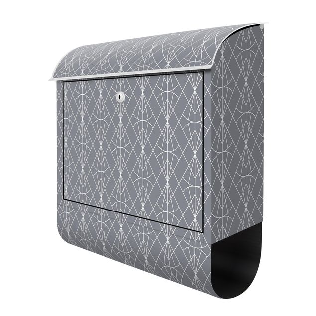 Briefkasten modern Art Deco Diamant Muster vor Grau XXL
