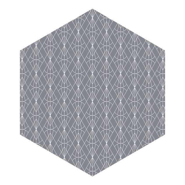 Fototapeten Grau Art Deco Diamant Muster vor Grau XXL