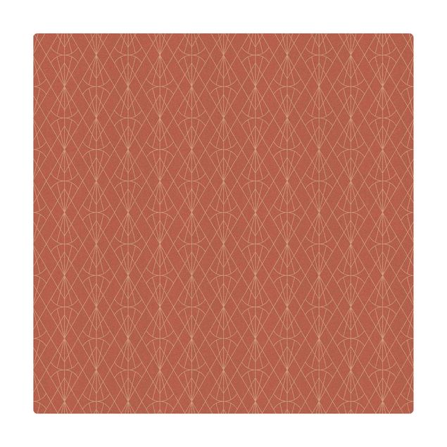 Kork-Teppich - Art Deco Diamant Muster vor Rosa XXL - Quadrat 1:1
