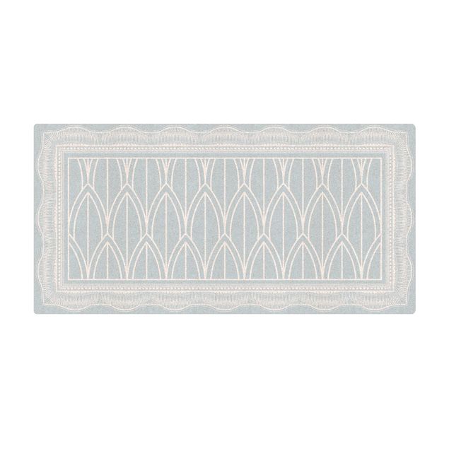 Teppich klein Art Deco Federn Muster mit Bordüre