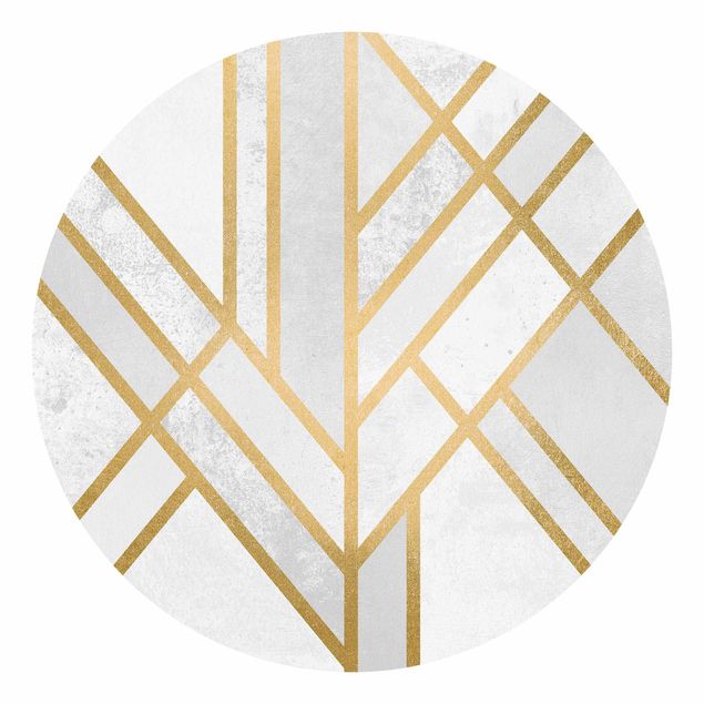 Wandtapete gold Art Deco Geometrie Weiß Gold