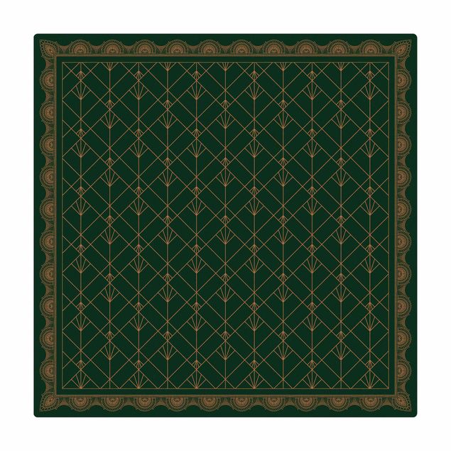 Kork-Teppich - Art Deco Palme mit Bordüre - Quadrat 1:1