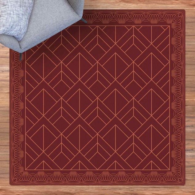 Teppich Vintage Art Deco Schuppen Muster mit Bordüre