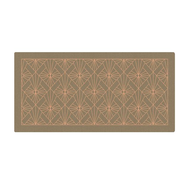 kleiner Teppich Art Deco Strahlen Muster mit Rahmen