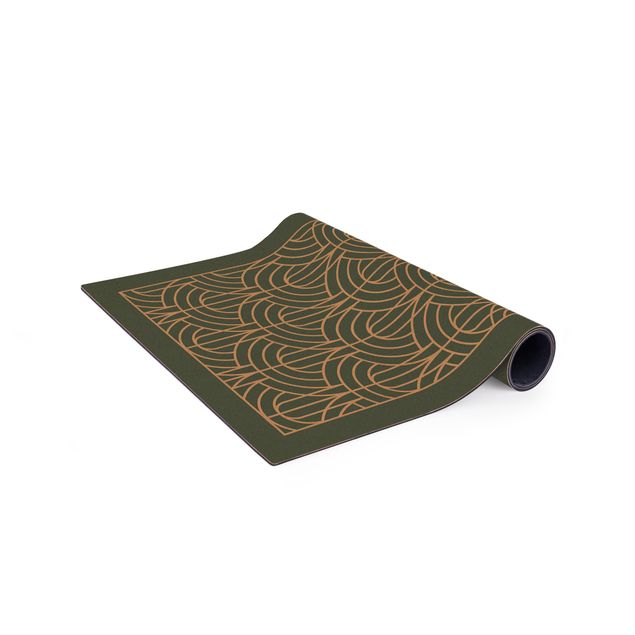 Grün Teppich Art Deco Vorhang Muster mit Rahmen
