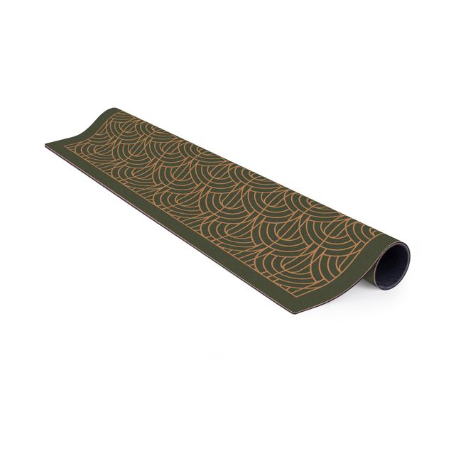 Teppich grün Art Deco Vorhang Muster mit Rahmen