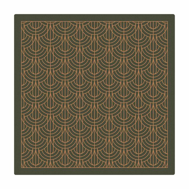 Kork-Teppich - Art Deco Vorhang Muster mit Rahmen - Quadrat 1:1