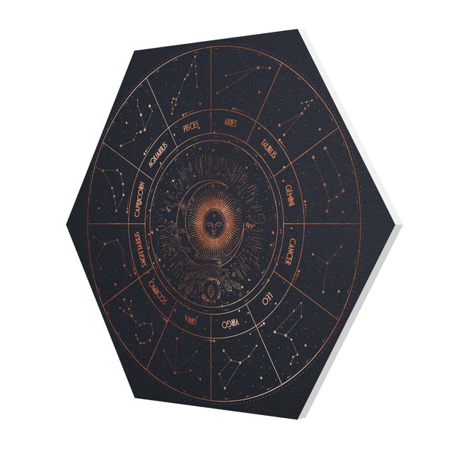 Hexagon Bilder Astrologie Die 12 Sternzeichen Blau Gold