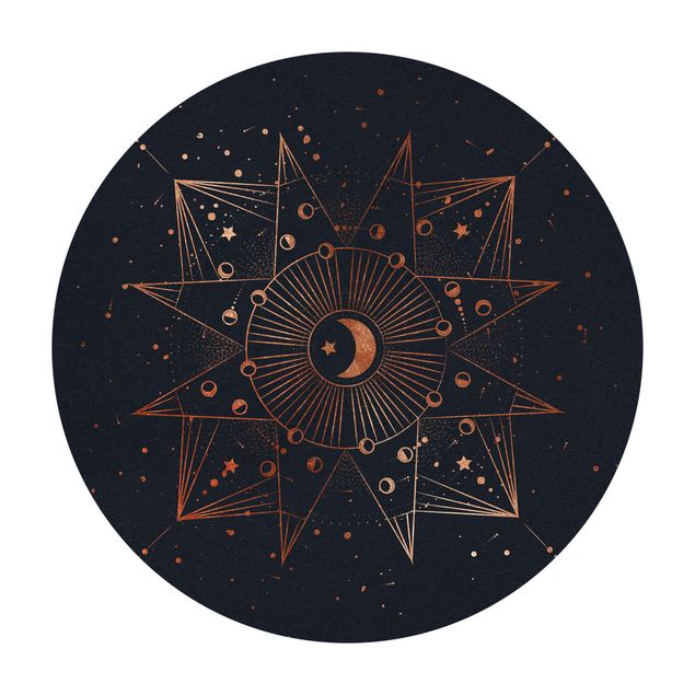 Vinyl-Teppiche Astrologie Mond Magie Blau Gold