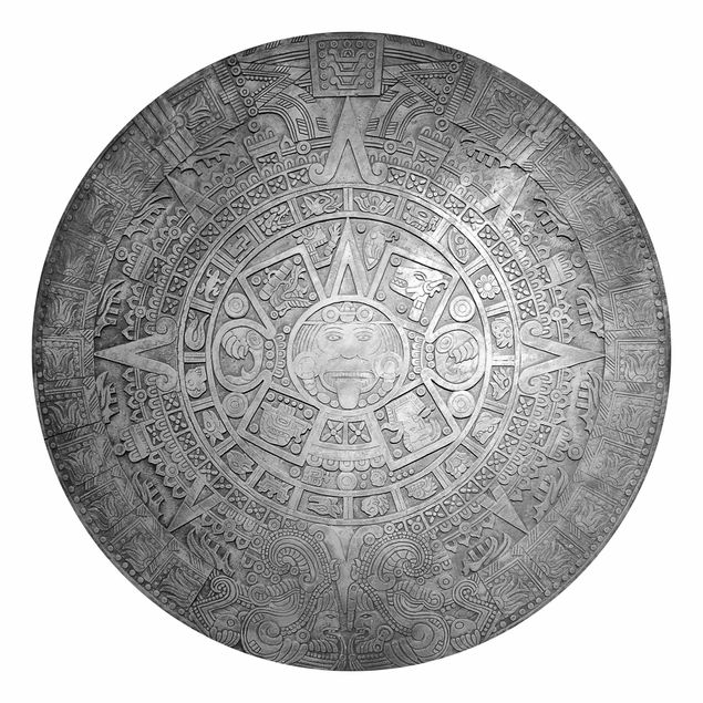 Wandtapete gold Azteken Ornamentik im Kreis Schwarz-Weiß