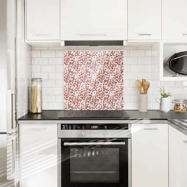 Glasrückwand Küche Muster Natürliches Muster Pusteblume mit Punkten Kupfer