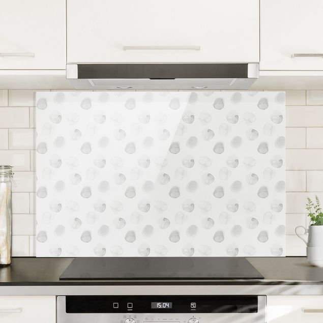 Küche Dekoration Aquarell Punkte Grau