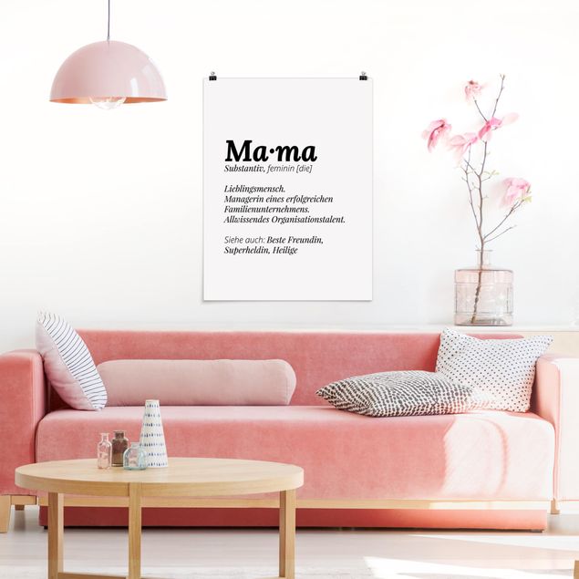 Poster schwarz-weiß Die Definition von Mama