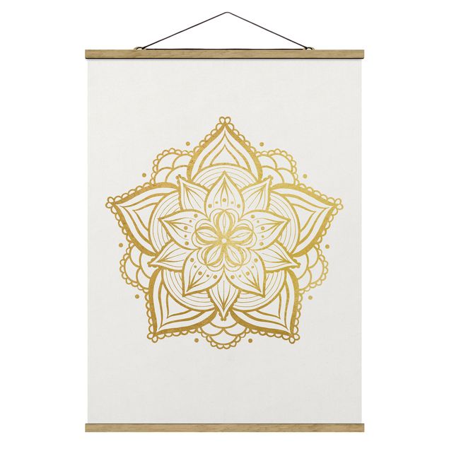 Wandbilder Spirituell Mandala Blüte Illustration weiß gold