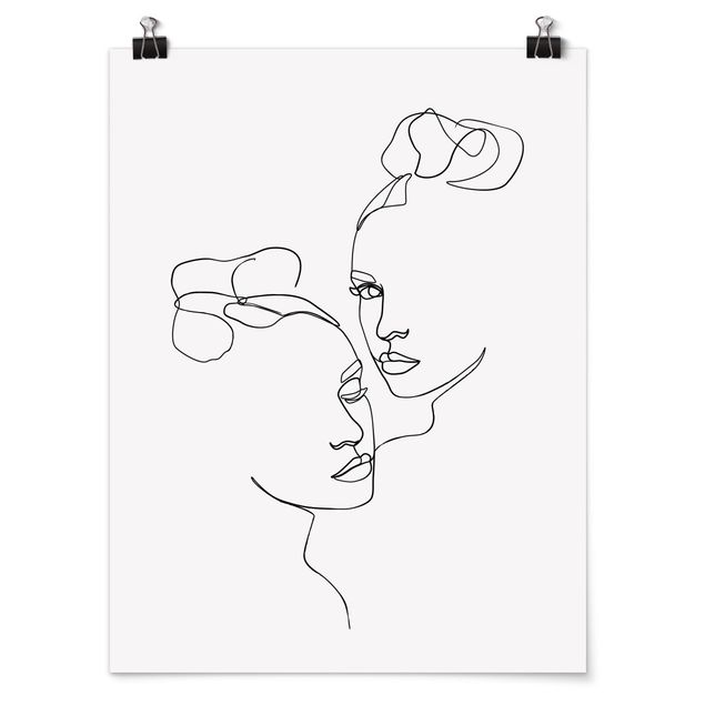 Kunstdrucke Poster Line Art Gesichter Frauen Schwarz Weiß