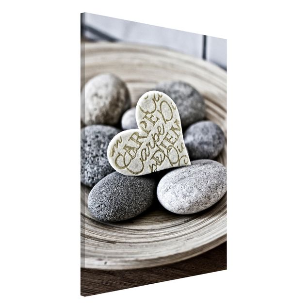 Wanddeko Küche Carpe Diem Herz mit Steinen