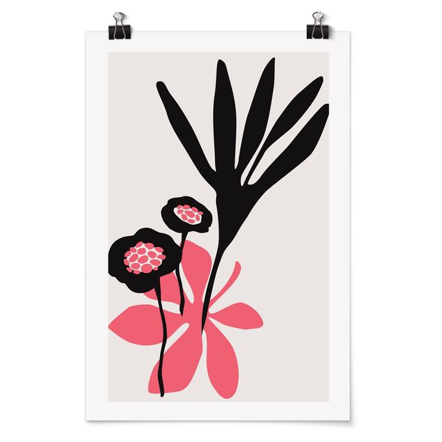 Poster Kunstdruck Blumengruß in Rosa