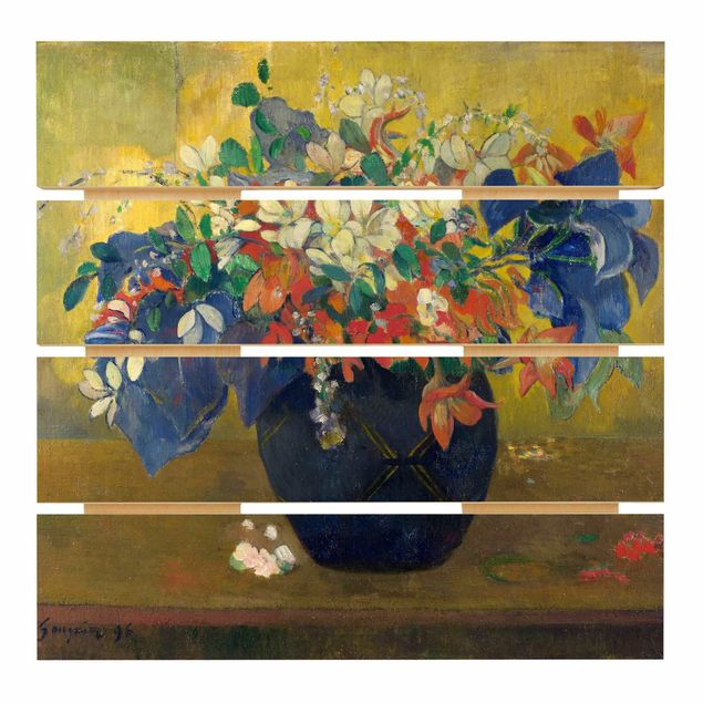 Holzbilder Blumen Paul Gauguin - Vase mit Blumen