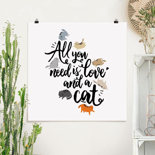 Wandbilder Katzen All you need is love and a cat