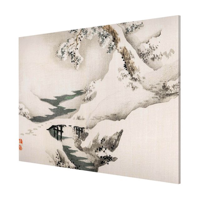 Wandbilder Natur Asiatische Vintage Zeichnung Winterlandschaft
