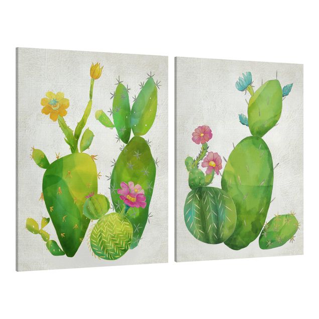 Wandbilder Blumen Kaktusfamilie Set II