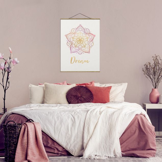Wandbilder Muster Mandala Illustration Dream gold rosa