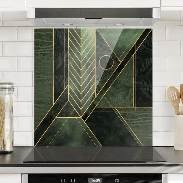 Küchen Deko Geometrische Formen Smaragd Gold