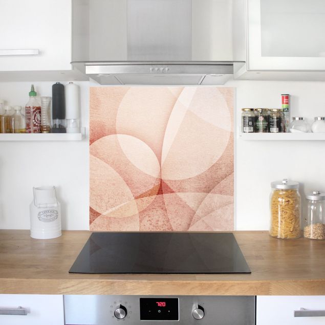 Glasrückwand Küche Muster Abstrakte Grafik in Pfirsich