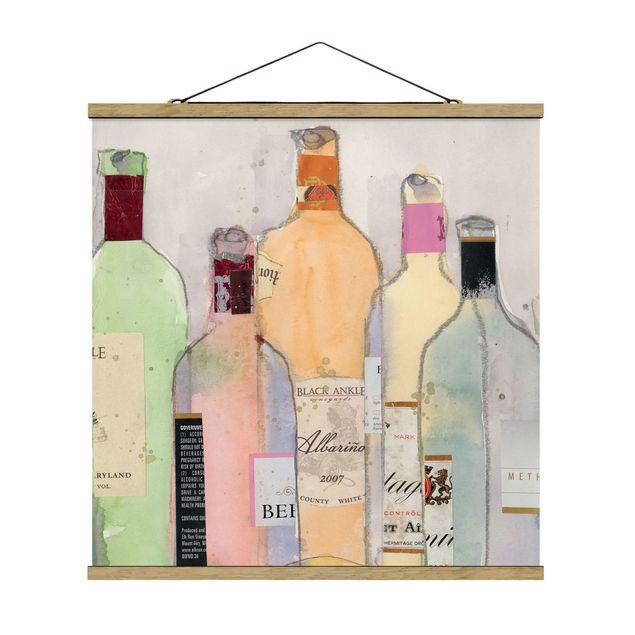 Stoffbilder Weinflaschen in Wasserfarbe II